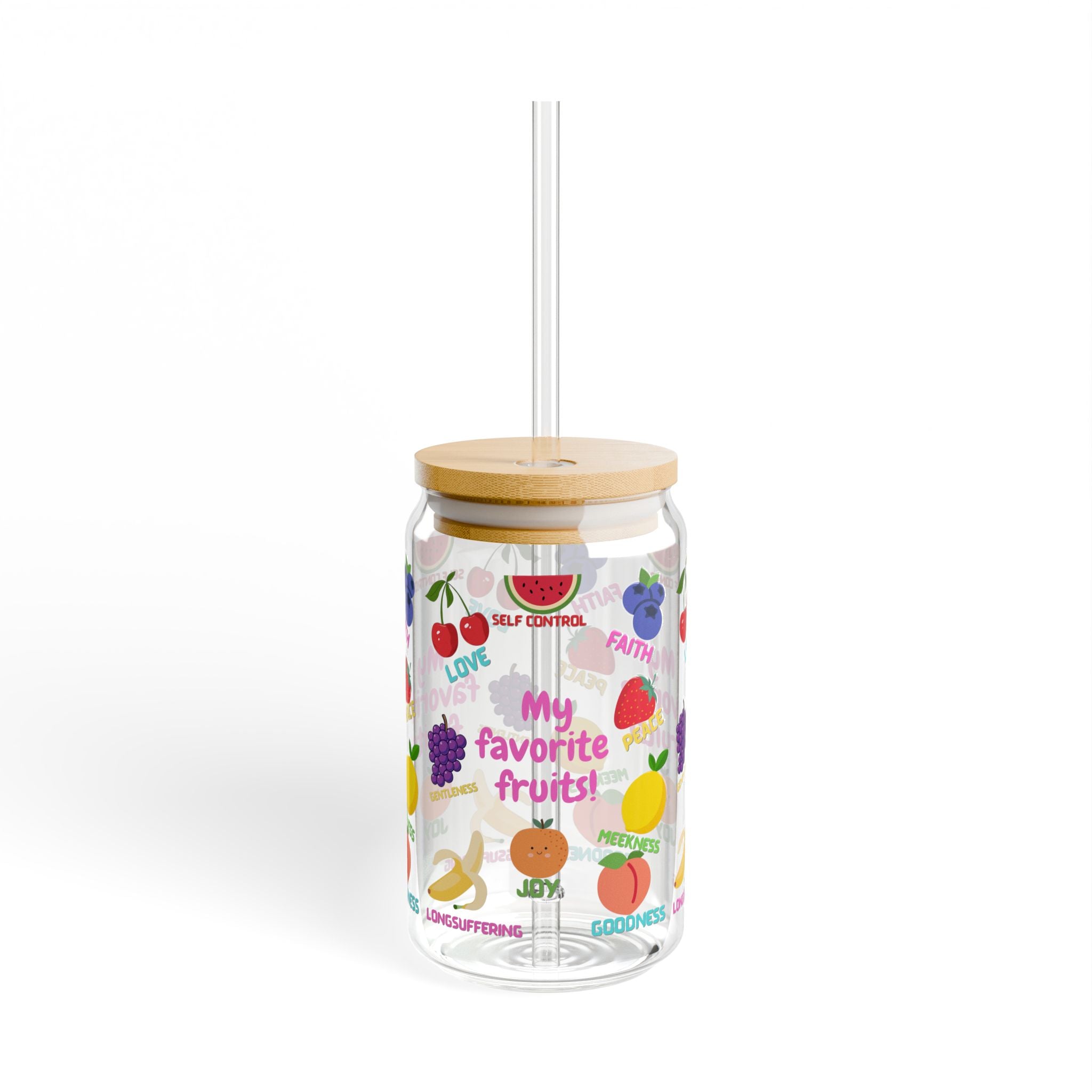 My Favorite Fruits sipper glass | 16oz Fruit Pattern Tumbler