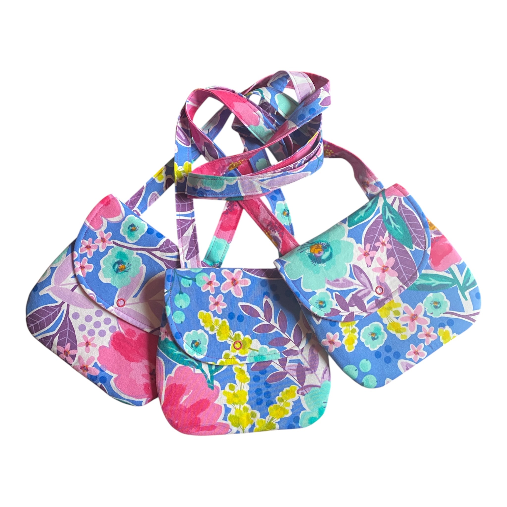 Floral Girls/Youth Crossbody With Snap Closure Bag/Purse- Handmade 100% Cotton Washable
