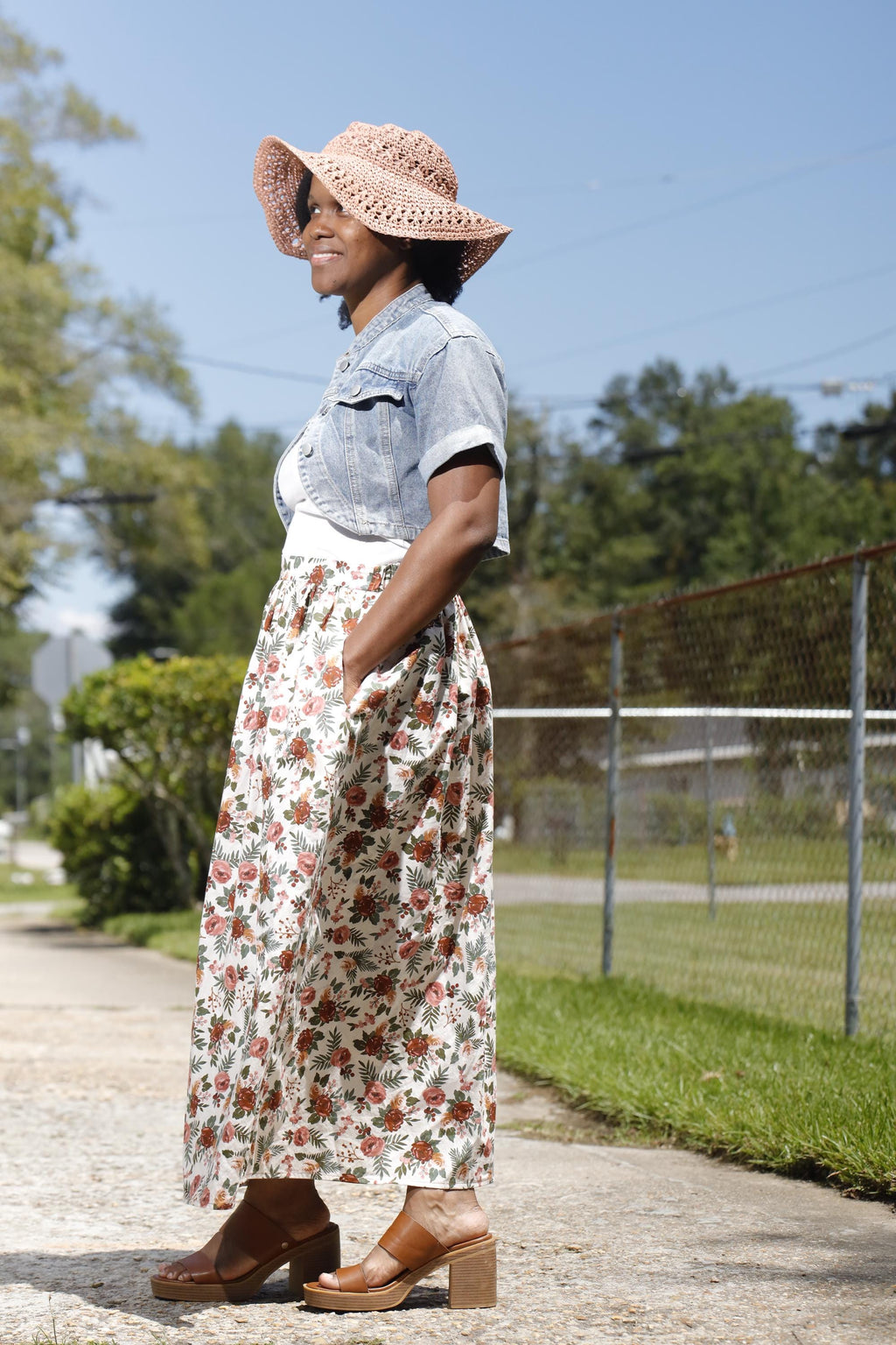 Beginner Midi Maxi Skirt Sewing Pattern - Flat Waistband, Pockets (PDF Pattern)
