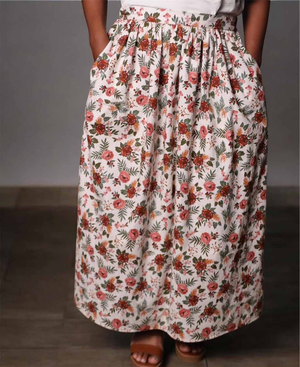 Beginner Midi Maxi Skirt Sewing Pattern - Flat Waistband, Pockets (PDF Pattern)