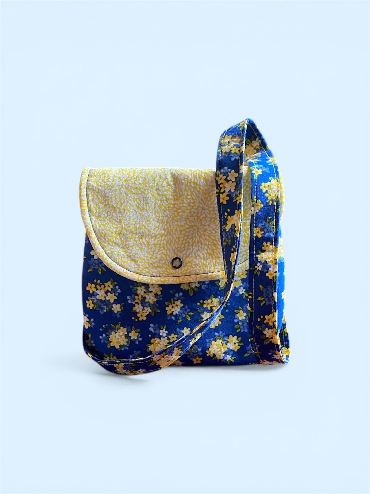 Floral Girls/Youth Crossbody With Snap Closure Bag/Purse-Handmade 100% Cotton Washable
