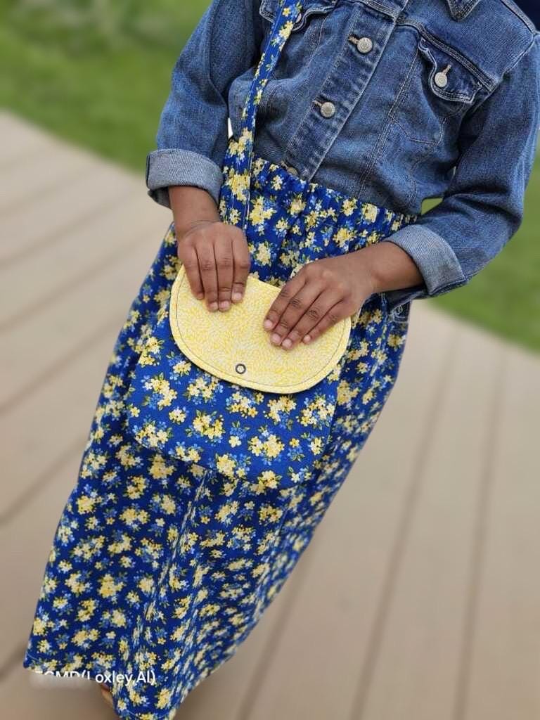 Modest Blue Floral Maxi Girls Skirt- 100% Cotton