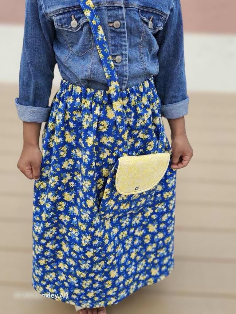 Modest Blue Floral Maxi Girls Skirt- 100% Cotton