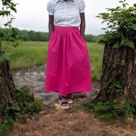 Beginner Midi Maxi Skirt Sewing Pattern - Flat Waistband, Pockets (PDF Pattern)